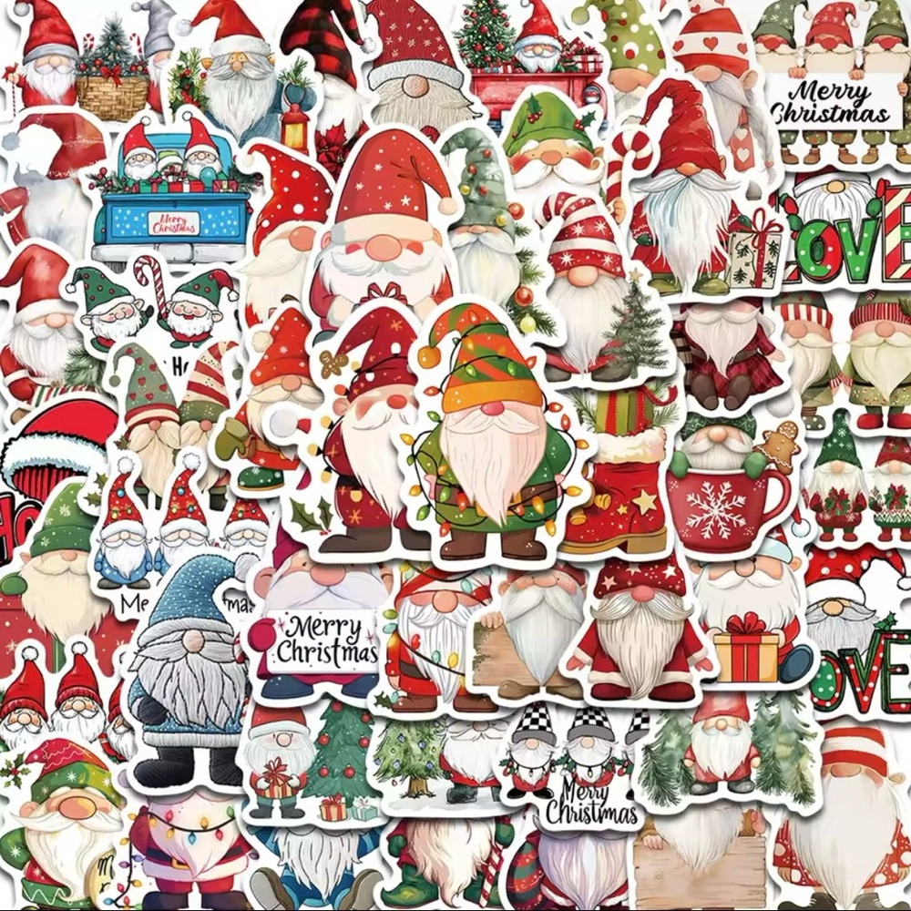 50 Happy Christmas Gnome Stickers